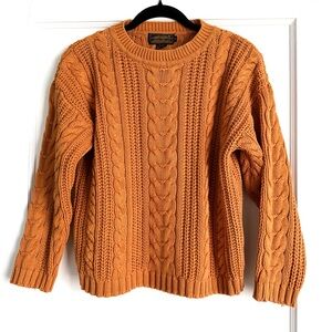 EDDIE BAUER Vintage Cable Knit Sweater in Mustard Yellow size Small Petite